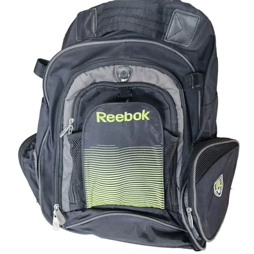 Reebok Pro 5-Pockets Logo Sports Backpack Bag, Black
